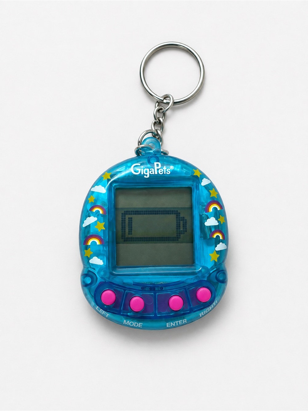 Vintage GigaPets Virtual Pet Electronic Keychain Blue Y2K 90s Collectible